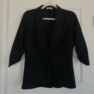 Beyove Black Stretch Blazer with 3/4 Sleeves